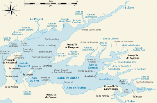 La rade de Brest et son profil très découpé