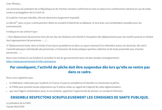Communiqué de la FNPF du 30 octobre 2020.