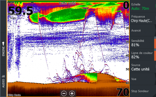 Capture d'un HDS 9 de Lowrance avec une sonde Airmar TM 150 CHIRP médium