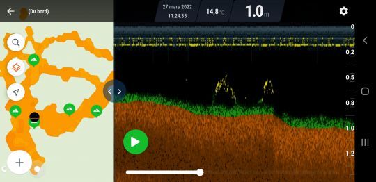 Possibilité de créer une carte bathymétrique et des points GPS avec plein d'infos tout en sondant.