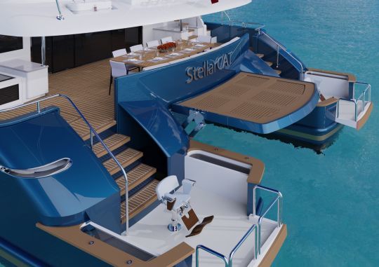 Les jupes du catamaran à moteur SF2603 accueillent des cockpits pour la pêche sportive