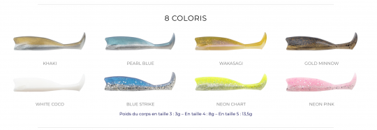 Les 8 coloris du Master Shad.