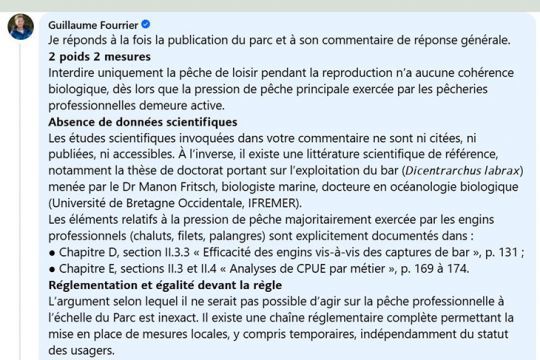 Mes arguments n'ont pas trouvé de réponse de la part du Parc