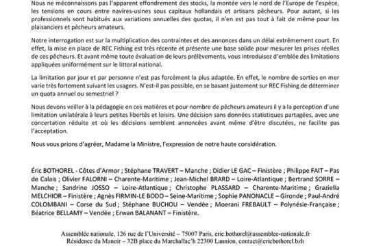 Le courrier des 17 députés à la ministre